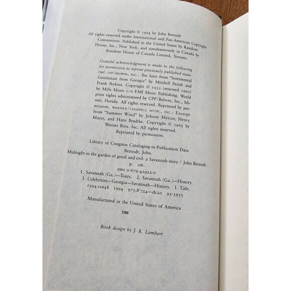 Midnight in the Garden of Good and Evil: A Savannah Story, Autographed  by John - Picture 5 of 8